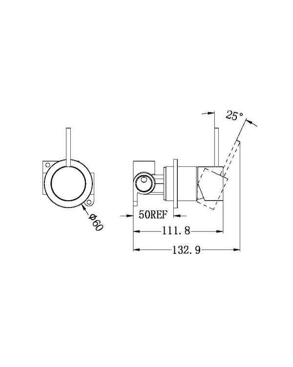 MECCA SHOWER MIXER 60MM HANDLE UP PLATE MATTE BLACK