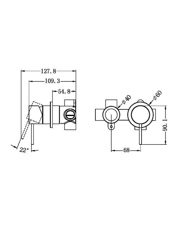MECCA SHOWER MIXER WITH HORIZONTAL 2 WAY DIVERTOR BRUSHED NICKEL