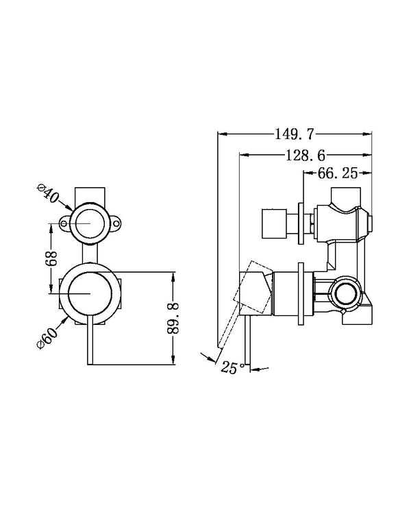 MECCA SHOWER MIXER WITH DIVERTOR SEPARATE BACK PLATE BRUSHED NICKEL