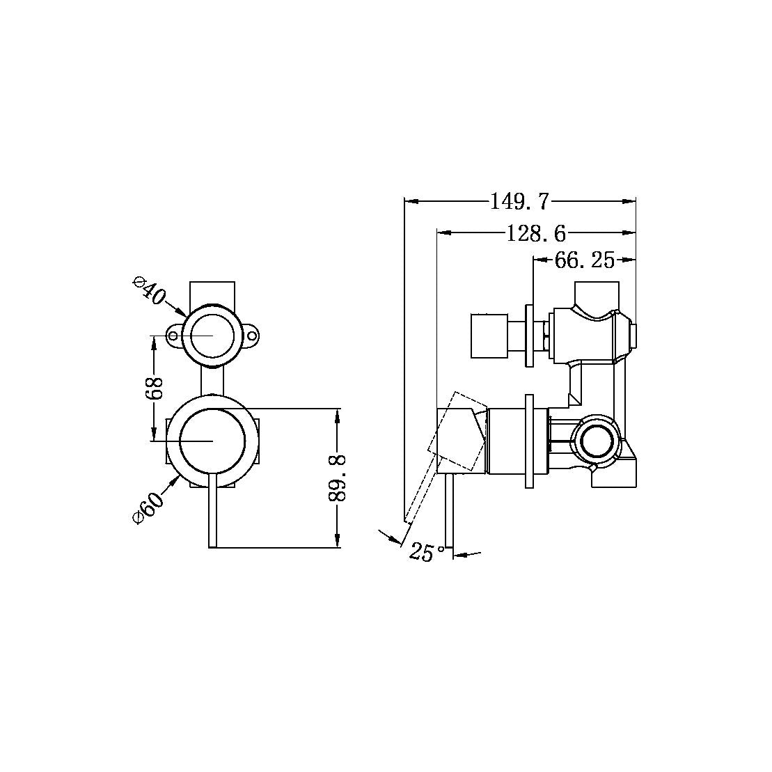 MECCA SHOWER MIXER WITH DIVERTOR SEPARATE BACK PLATE BRUSHED GOLD