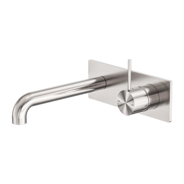 MECCA WALL BASIN/BATH MIXER HANDLE UP 230MM BRUSHED NICKEL
