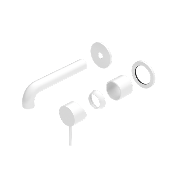 MECCA WALL BASIN/BATH MIXER SEPARETE BACK PLATE 185MM TRIM KITS ONLY MATTE WHITE