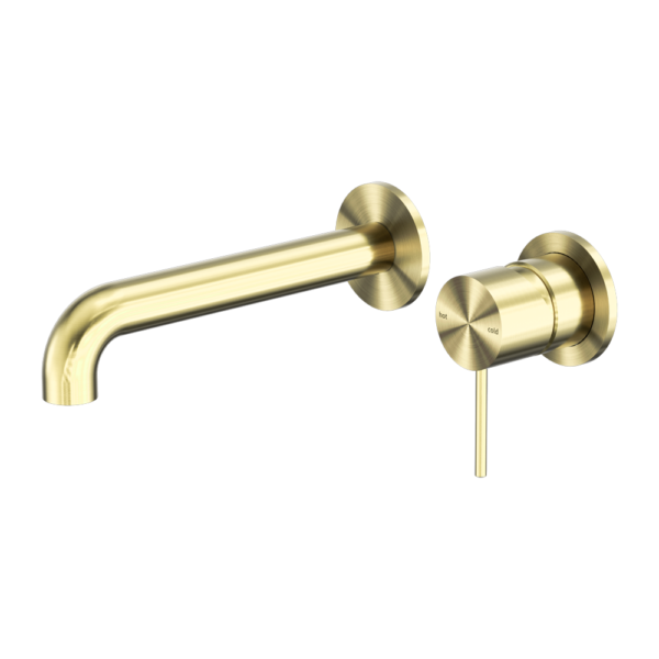 MECCA WALL BASIN/BATH MIXER SEPARETE BACK PLATE 230MM BRUSHED GOLD