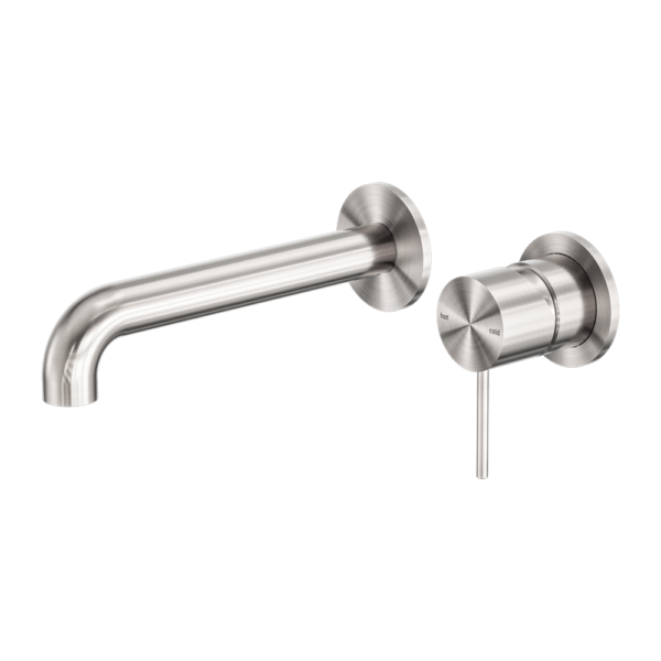 MECCA WALL BASIN/BATH MIXER SEPARETE BACK PLATE 230MM BRUSHED NICKEL