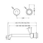 MECCA WALL BASIN/BATH MIXER SEPARETE BACK PLATE HANDLE UP 160MM TRIM KITS ONLY BRUSHED NICKEL