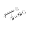 MECCA WALL BASIN/BATH MIXER SEPARETE BACK PLATE HANDLE UP 185MM TRIM KITS ONLY CHROME