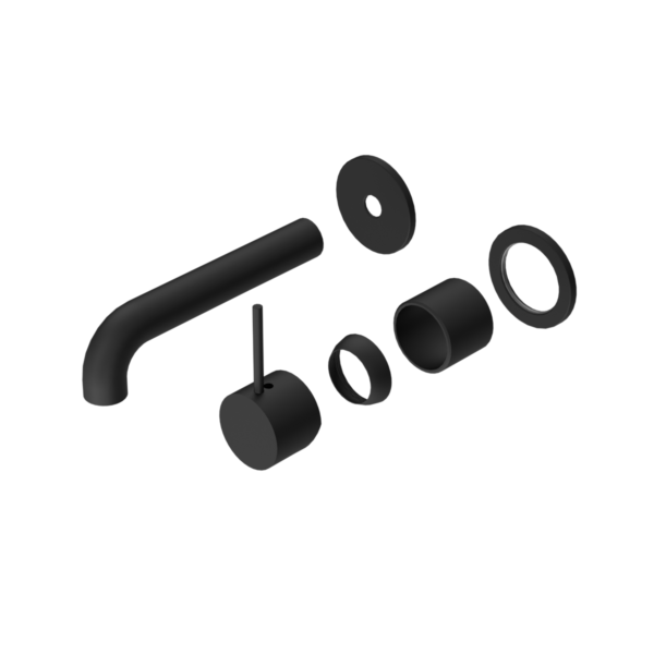 MECCA WALL BASIN/BATH MIXER SEPARATE BACK PLATE HANDLE UP 260MM TRIM KITS ONLY MATTE BLACK