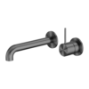 MECCA WALL BASIN/BATH MIXER SEPARETE BACK PLATE HANDLE UP 185MM GUN METAL