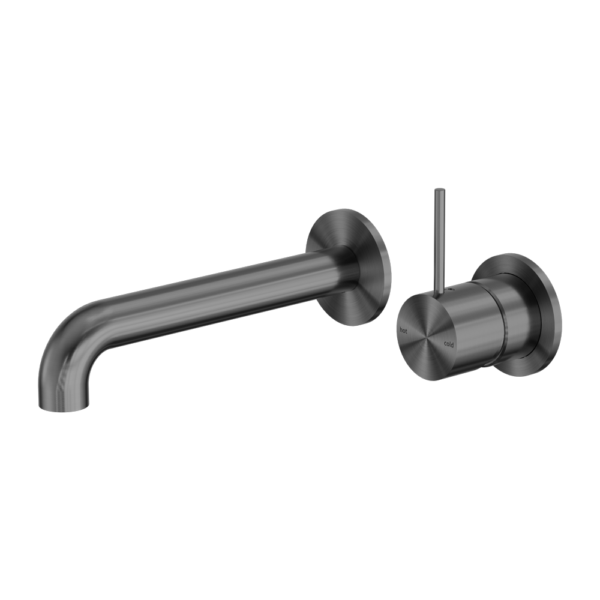 MECCA WALL BASIN/BATH MIXER SEPARATE BACK PLATE HANDLE UP 120MM GUN METAL