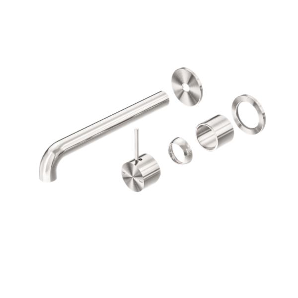 MECCA WALL BASIN/BATH MIXER SEPARATE BACK PLATE HANDLE UP 260MM TRIM KITS ONLY BRUSHED NICKEL