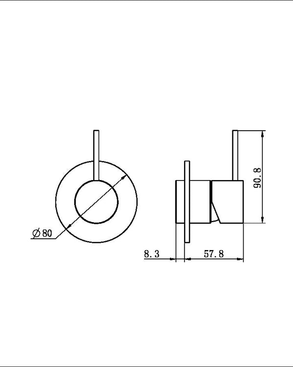 MECCA SHOWER MIXER HANDLE UP 80MM PLATE TRIM KITS ONLY CHROME