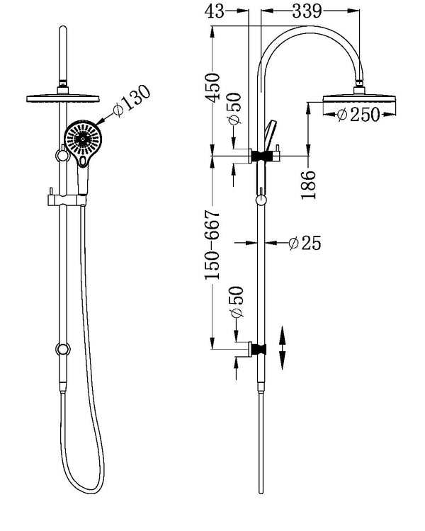 OPAL TWIN SHOWER BRUSHED NICKEL