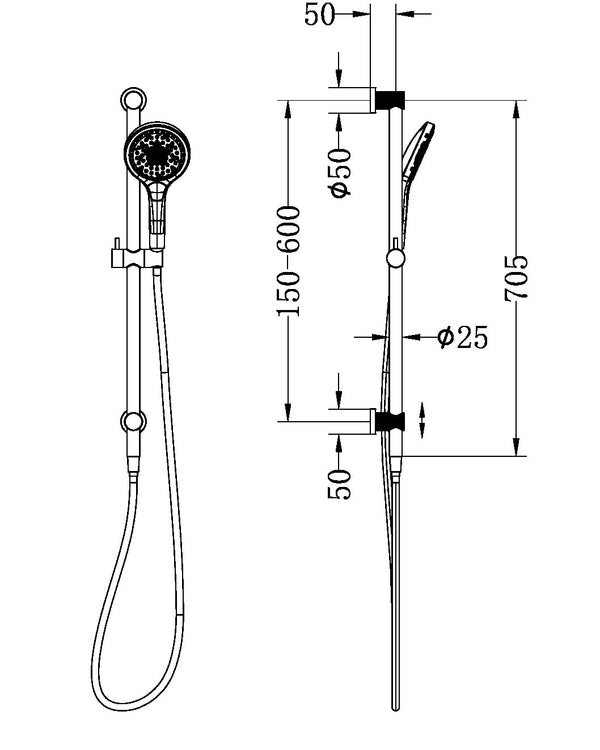 OPAL SHOWER RAIL WITH AIR SHOWER II BRUSHED NICKEL