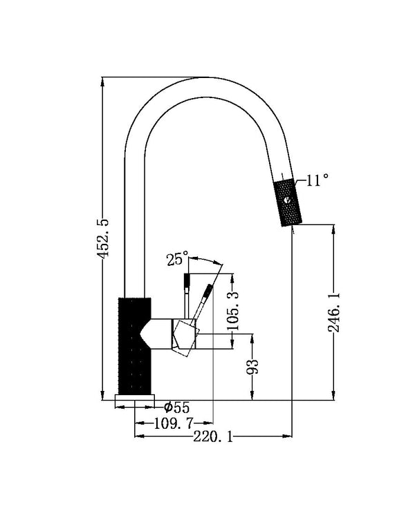 OPAL PULL OUT SINK MIXER WITH VEGIE SPRAY FUNCTION GRAPHITE