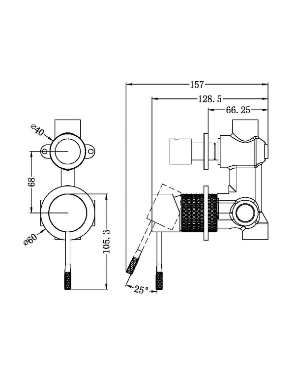 OPAL SHOWER MIXER WITH DIVERTOR SEPARATE PLATE BRUSHED GOLD