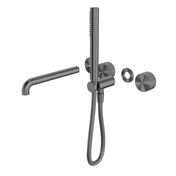 OPAL PROGRESSIVE SHOWER SYSTEM SEPARATE PLATE WITH SPOUT 250MM TRIM KITS ONLY GRAPHITE