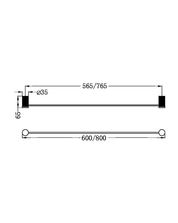 OPAL SINGLE TOWEL RAIL 800MM BRUSHED GOLD