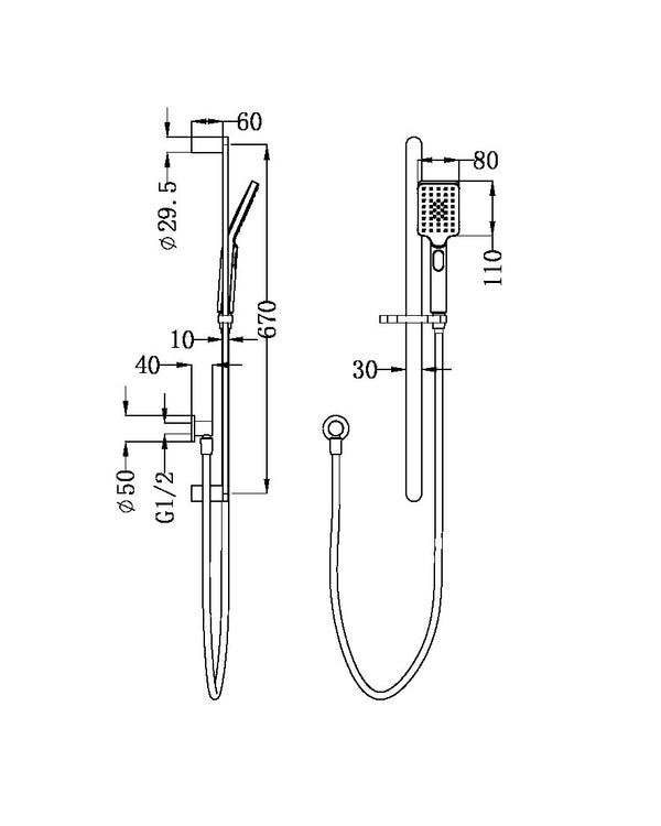 BIANCA SHOWER RAIL BRUSHED NICKEL