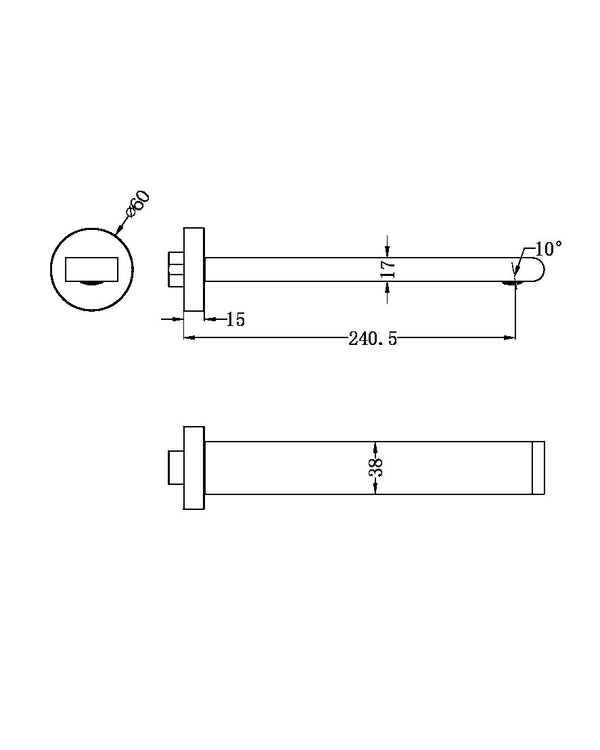 BIANCA FIXED BASIN/BATH SPOUT ONLY 200MM CHROME