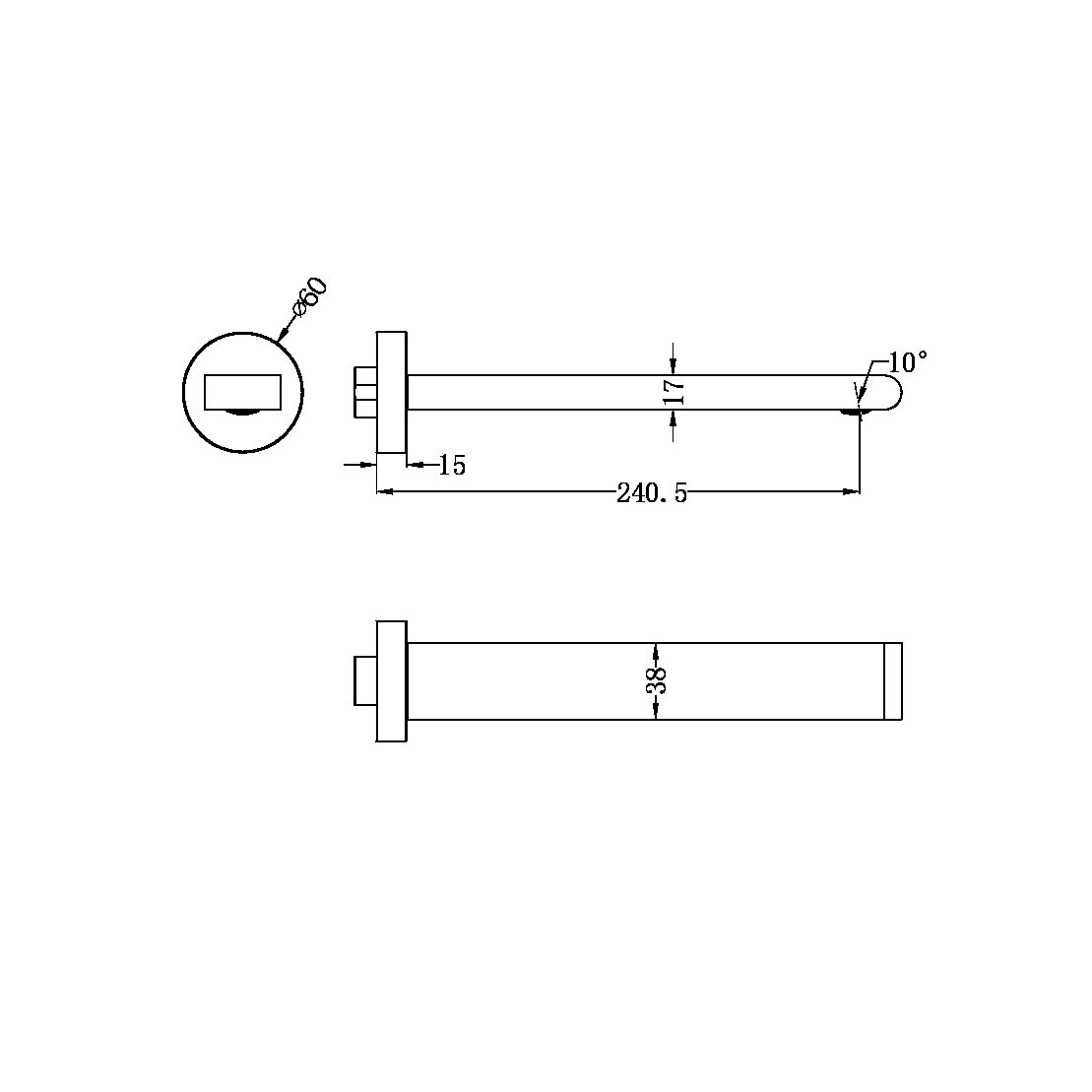 BIANCA FIXED BASIN/BATH SPOUT ONLY 200MM CHROME