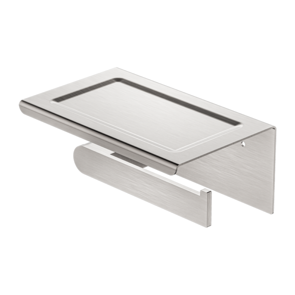 BIANCA TOILET ROLL HOLDER WITH PHONE HOLDER BRUSHED NICKEL