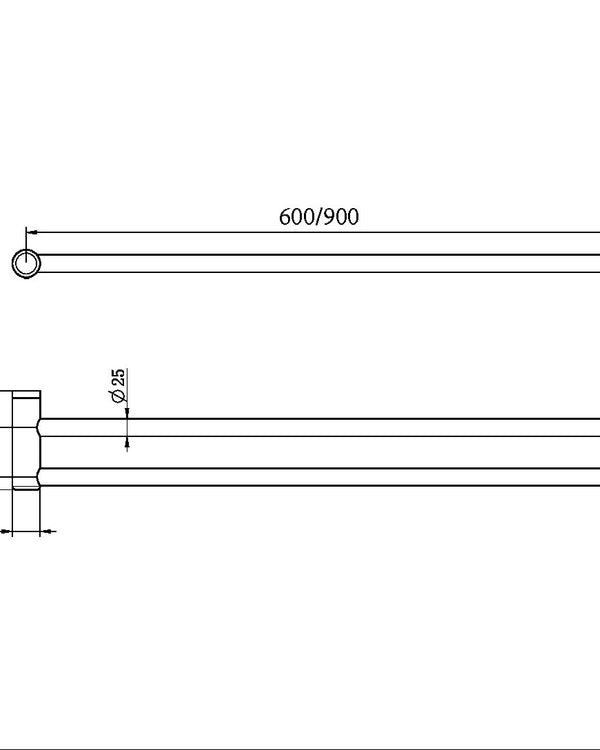 MECCA CARE 25MM DOUBLE TOWEL GRAB RAIL 900MM GUN METAL