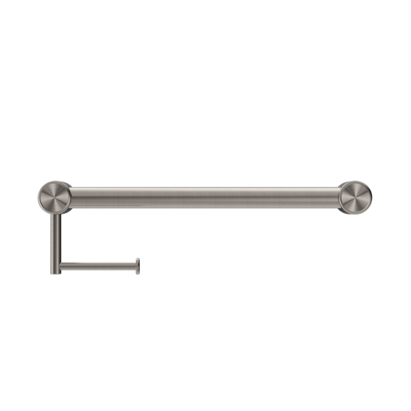 MECCA CARE 32MM GRAB RAIL WITH TOILET ROLL HOLDER 450MM BRUSHED NICKEL