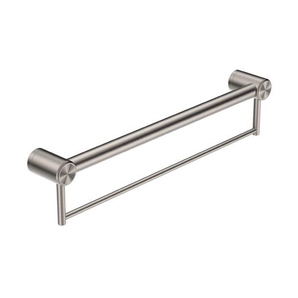 MECCA CARE 32MM GRAB RAIL WITH TOWEL HOLDER 900MM BRUSHED NICKEL