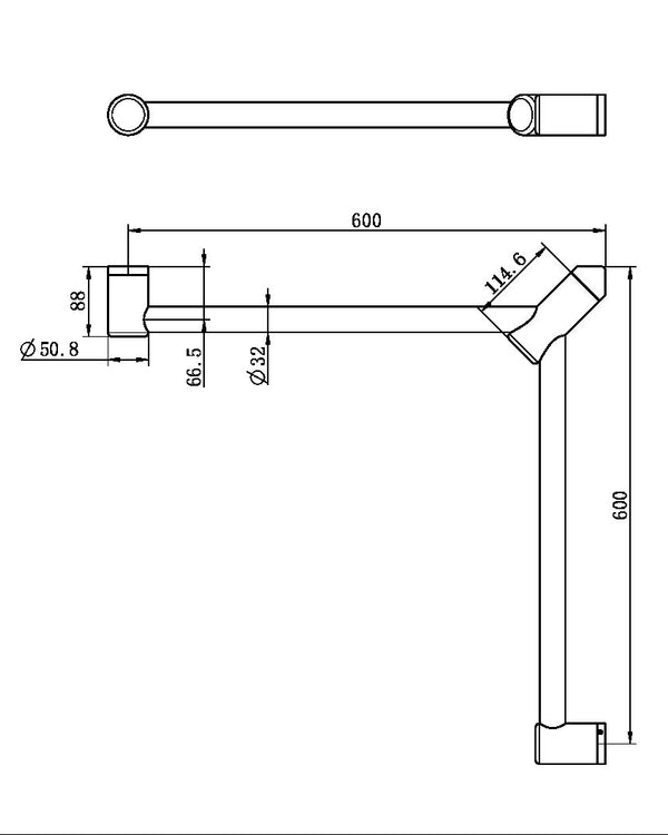 MECCA CARE 32MM WRAP AROUND CORNER GRAB RAIL 600X600MM MATTE BLACK