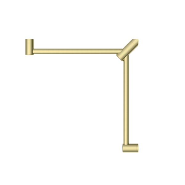 MECCA CARE 32MM WRAP AROUND CORNER GRAB RAIL 600X600MM BRUSHED GOLD