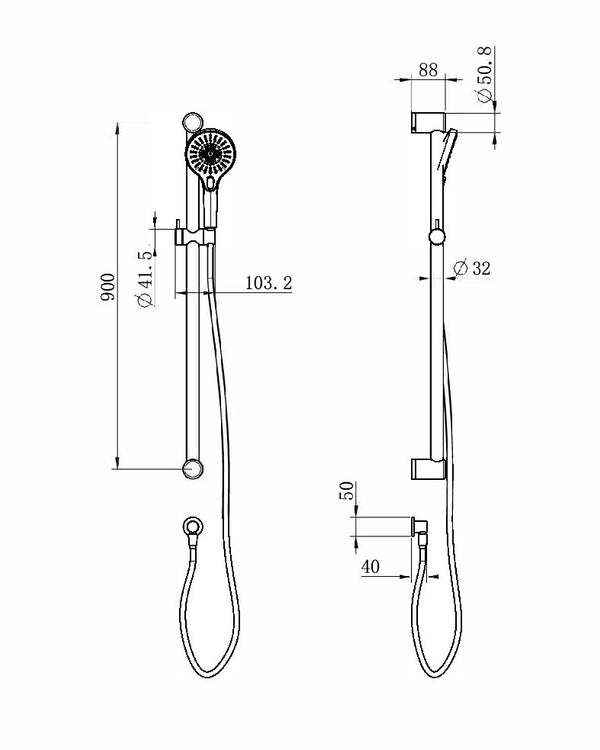 MECCA CARE 32MM GRAB RAIL AND ADJUSTABLE SHOWER RAIL SET 900MM BRUSHED BRONZE