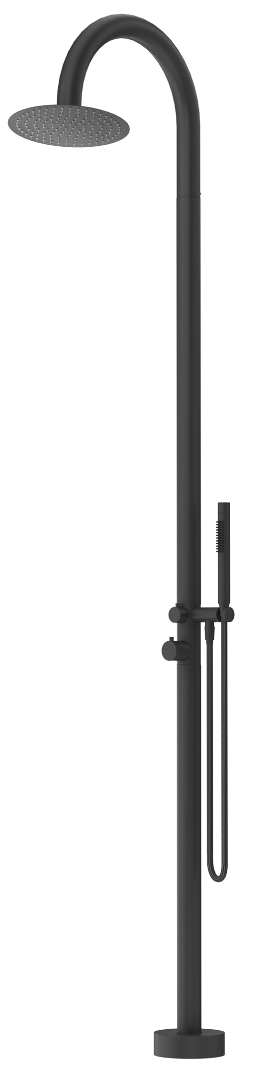 Mica Gooseneck Freestanding Outdoor Shower Black