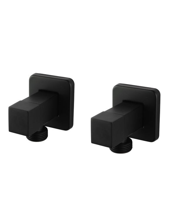 Bathroom Square Black 1/4 Turn Washing Machine Stop Tap(One Piece)