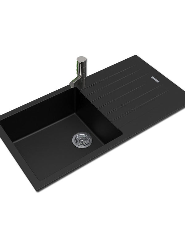 1000x500x200mm Black Arete Single Bowl Kitchen Sink