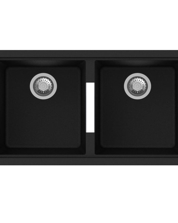 824x481x241mm Black Carysil Granite Double Bowl Kitchen Sink