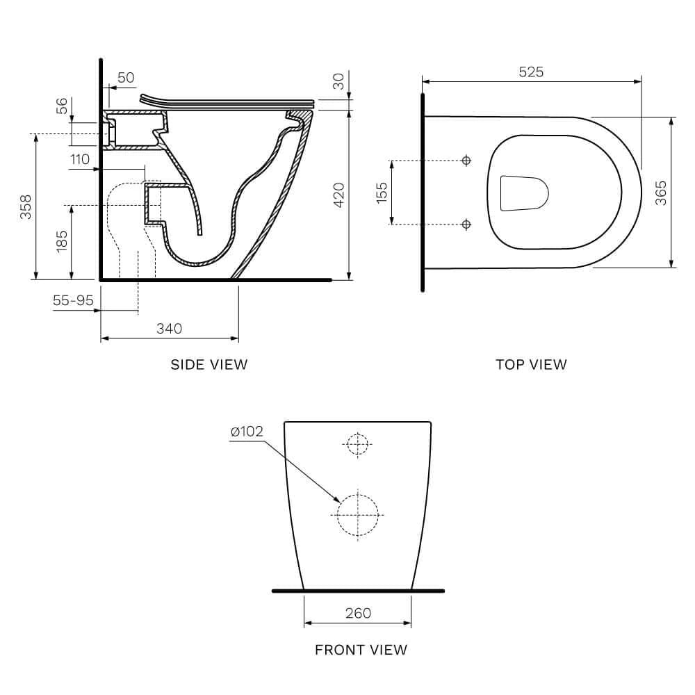 Ellisse Mk II Wall Faced Pan Rimless (Including Soft Close Seat)