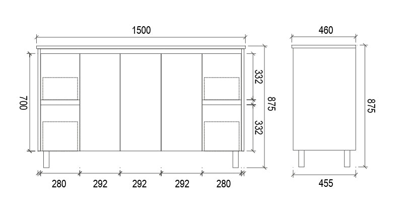 1500mm DOUBLE PVC VANITY