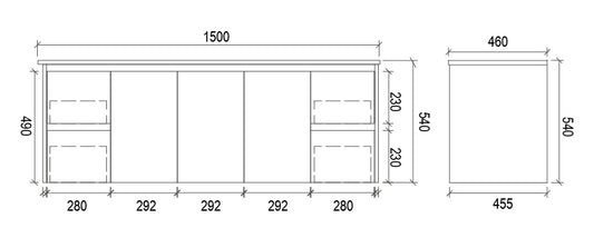 1500mm WALL HUNG PVC VANITY