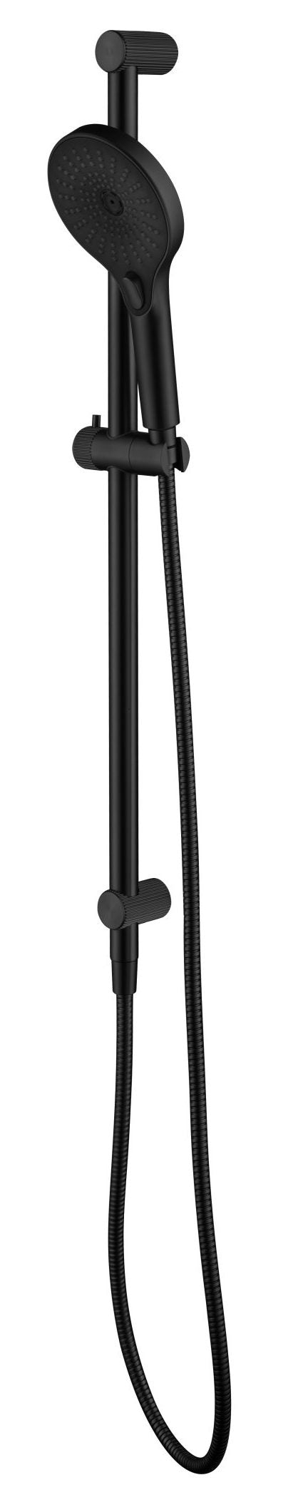 Mica Fluted Shower Rail - Inbuilt Inlet Black