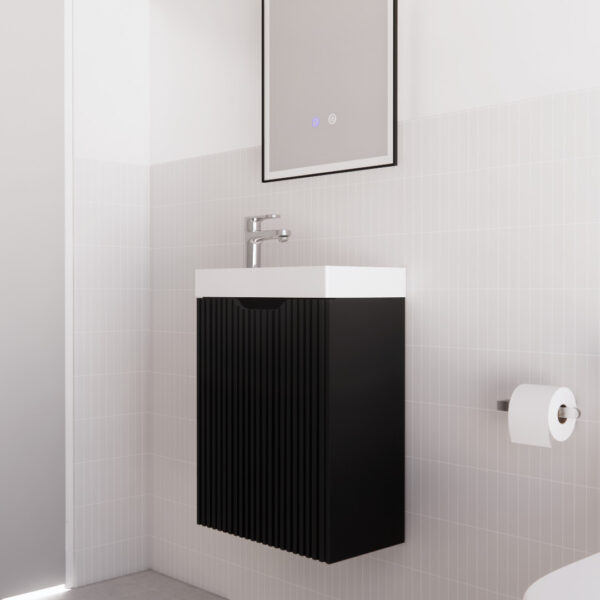 Vienna Matte Black Mini Vanity with Polymarble Top