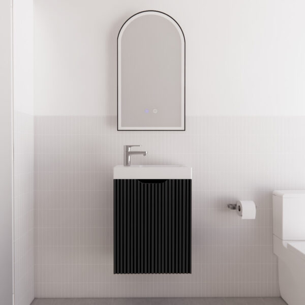Vienna Matte Black Mini Vanity with Polymarble Top