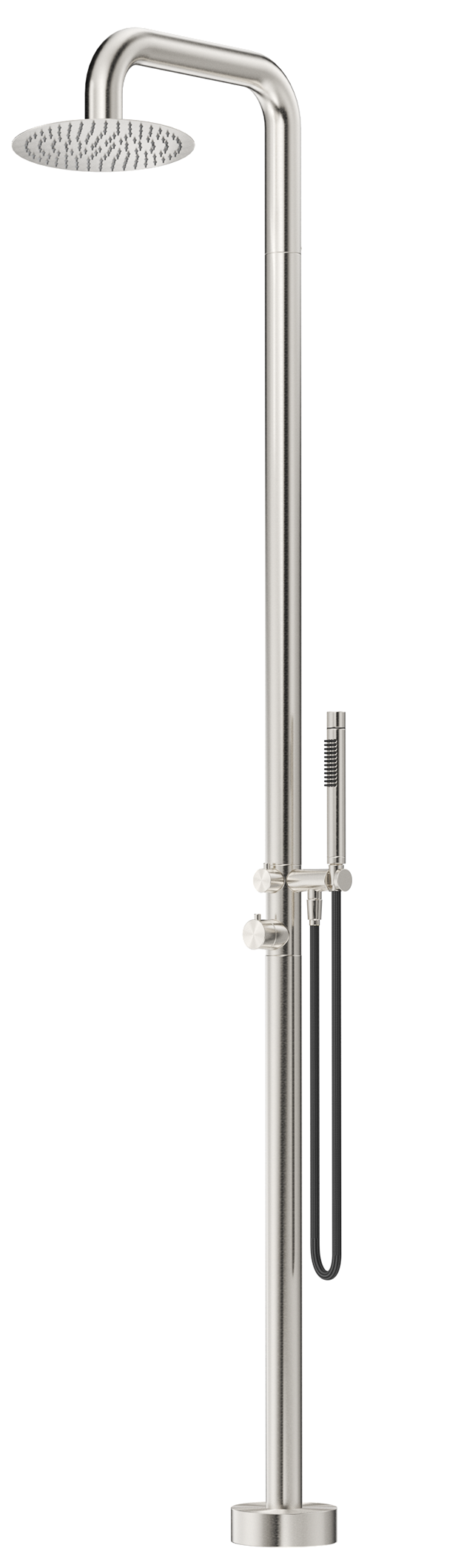 Mica Soft Square Freestanding Outdoor Shower Brushed Nickel