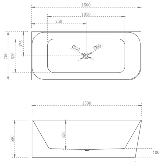 Ashton 1500mm left hand corner (gloss white)