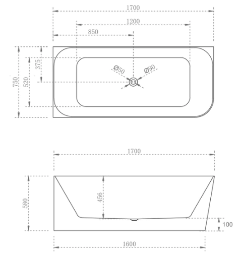 Ashton 1700mm left hand corner (matte white)