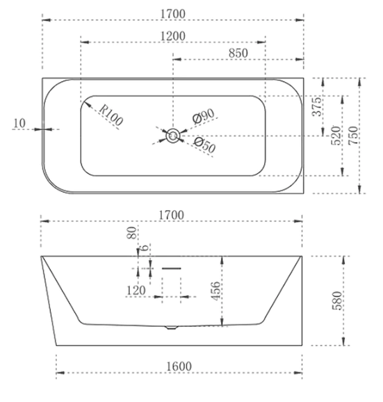 Ashton 1700mm right hand corner (gloss white)