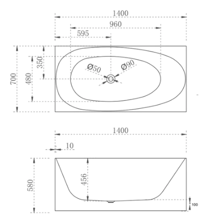 New multi square corner 1400mm (matte white)