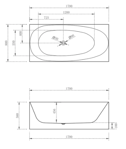 New multi square corner 1700mm (gloss white)
