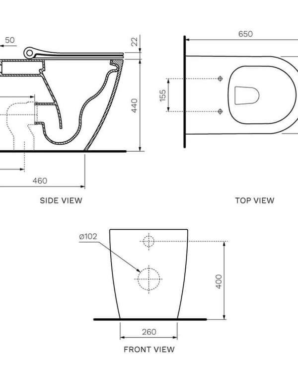Ellisse Mk II Ambulant Wall Faced Pan Rimless (Including Pressalit Seat)