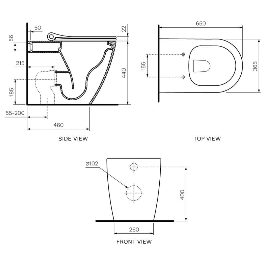 Ellisse Mk II Ambulant Wall Faced Pan Rimless (Including Pressalit Seat)