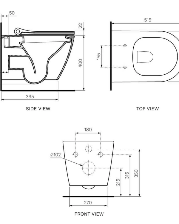 Ellisse Mk II Wall Hung Pan Rimless (including Pressalit Seat)